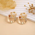 Luxury Gold Alloy 3D Flower Leaf Tassel Drop Stud Earrings For Women Statement Vintage Metal Earrings view 4