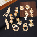 Luxury Gold Alloy 3D Flower Leaf Tassel Drop Stud Earrings For Women Statement Vintage Metal Earrings view 1