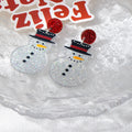 Cute Christmas Glitter Snowman Acrylic Drop Earrings For Women Festive Cartoon Holiday Earrings view 2