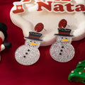 Cute Christmas Glitter Snowman Acrylic Drop Earrings For Women Festive Cartoon Holiday Earrings view 1