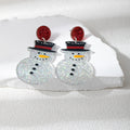 Cute Christmas Glitter Snowman Acrylic Drop Earrings For Women Festive Cartoon Holiday Earrings view 3