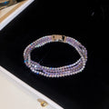 Luxury Copper Multi Layer Colorful Rhinestone Clasp Bangle Geometric Line Bracelet For Women view 4