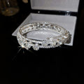Korean Style Copper Multi Layer Rhinestone Flower Bangle With Circular Line Design view 2