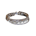 Korean Style Copper Multi Layer Rhinestone Flower Bangle With Circular Line Design view 5
