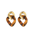 Chic Acrylic Leopard Print Chain Drop Earrings With Silver Needle Posts Geometric Statement Design view 5