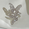 Elegant Copper Full Zircon Double Butterfly Ring Princess Style Statement Jewelry view 3