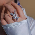 Elegant Copper Full Zircon Double Butterfly Ring Princess Style Statement Jewelry view 2
