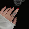 Elegant Copper Full Zircon Double Butterfly Ring Princess Style Statement Jewelry view 4