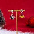 925 Silver Needle Creative Cartoon Santa Reindeer Bell Asymmetric Christmas Stud Earrings view 4
