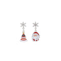 925 Silver Needle Creative Cartoon Santa Reindeer Bell Asymmetric Christmas Stud Earrings view 5