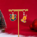 925 Silver Needle Creative Cartoon Santa Reindeer Bell Asymmetric Christmas Stud Earrings view 3