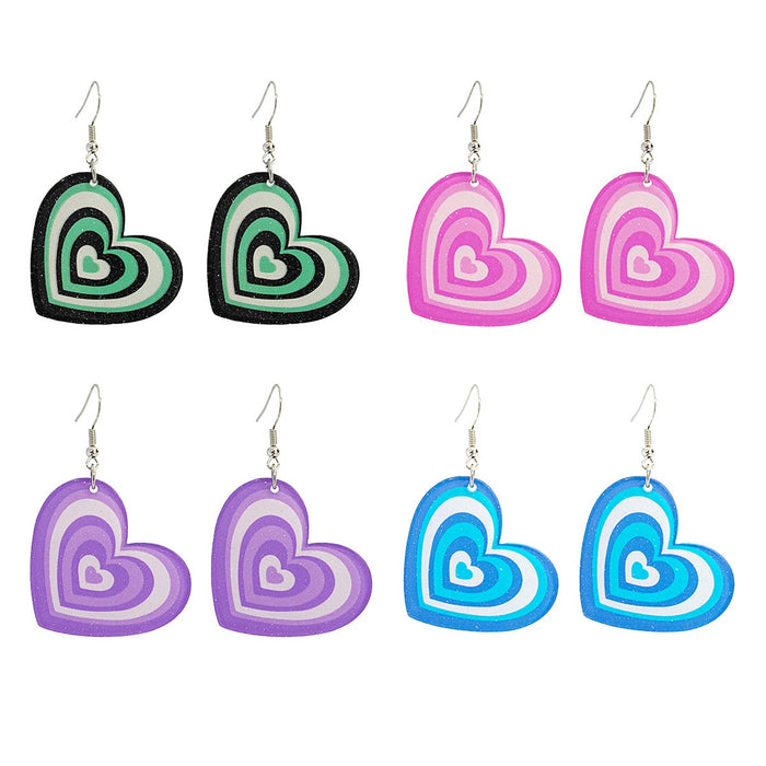 Candy Color Graffiti Acrylic Layered Heart Drop Dangle For Women Creative Fun Statement Earrings
