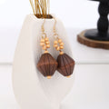 Vintage Ethnic Wooden Diamond Bead Dangle Earrings For Women Alloy Hook Geometric Bohemian Drop Earrings view 3