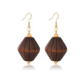 Vintage Ethnic Wooden Diamond Bead Dangle Earrings For Women Alloy Hook Geometric Bohemian Drop Earrings view 5