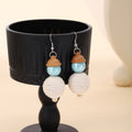Vintage Ethnic Wooden Diamond Bead Dangle Earrings For Women Alloy Hook Geometric Bohemian Drop Earrings view 2