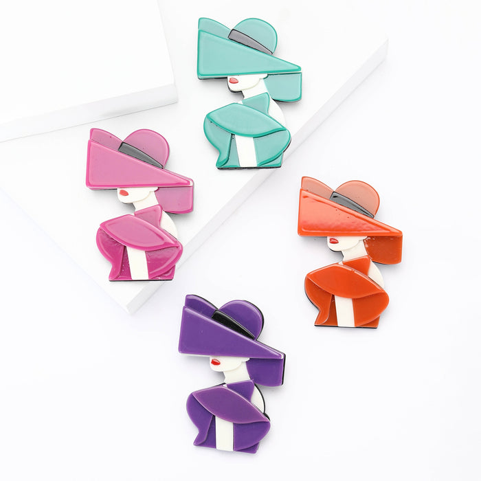 Alloy Acrylic Lady Brooch Pin For Womens Apparel Decoration