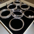 Elegant Multi Layer Faux Pearl Rhinestone Fabric Stretch Bangle view 1