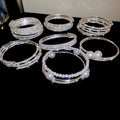 Elegant Multi Layer Faux Pearl Rhinestone Fabric Stretch Bangle view 4