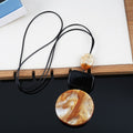 Vintage Ethnic Gradient Resin Round Pendant Sweater Necklace For Women Geometric Statement Design view 4