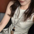 Vintage Ethnic Gradient Resin Round Pendant Sweater Necklace For Women Geometric Statement Design view 2