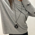 Vintage Resin Geometric Circle Triangle Ethnic Style Sweater Necklace For Women view 3