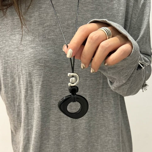Vintage Resin Geometric Circle Triangle Ethnic Style Sweater Necklace For Women