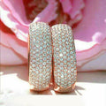 European American Hoop Geometric Ear Cuff Earrings, Shiny Micro Inlaid Zircon Stud Jewelry view 2