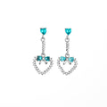 Elegant French Blue Crystal Heart Hollow Bow Tassel Studs With Rhinestone Alloy Dangle Earrings view 5