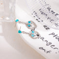 Elegant French Blue Crystal Heart Hollow Bow Tassel Studs With Rhinestone Alloy Dangle Earrings view 2