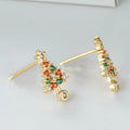 Delicate Christmas Tree Earrings For Women, Micro Inlaid Colorful Sparkling Festival Gift Jewelry view 1