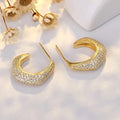 Circular Geometric Stud Earrings For Women With Micro Pave Zircon, Fashion Luxury Drop Earrings view 3