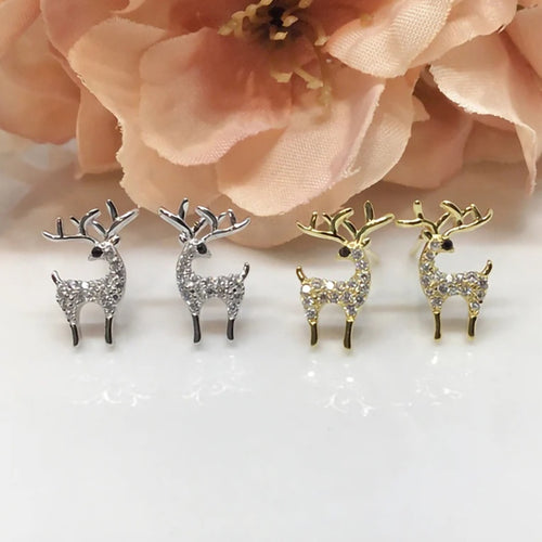 Cute Deer Stud Earrings For Women, Micro Inlaid Christmas Fashion Earrings, Delicate Festival Gift Jewelry