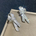 Women's Micro Pave Zircon Bowknot Stud Earrings, Trendy Sparkling Fashion Jewelry view 2