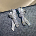 Women's Micro Pave Zircon Bowknot Stud Earrings, Trendy Sparkling Fashion Jewelry view 5