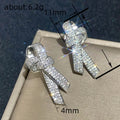 Women's Micro Pave Zircon Bowknot Stud Earrings, Trendy Sparkling Fashion Jewelry view 4