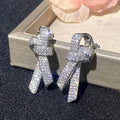 Women's Micro Pave Zircon Bowknot Stud Earrings, Trendy Sparkling Fashion Jewelry view 3