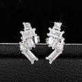 Geometric Four Prong Zircon Inlaid Quadrilateral Stud Earrings For Women view 6