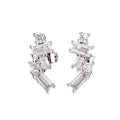 Geometric Four Prong Zircon Inlaid Quadrilateral Stud Earrings For Women view 5