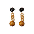 Chic Geometric Faux Tiger Eye Chain Drop Earrings With Silver Pins For Women view 5