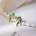 Light Luxury Chinese Style Bamboo Leaf Green Enamel Rhinestone Alloy Silver Needle Stud Earrings view 1