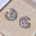 Planet And Moon Stud Earrings For Women, Sparkling Micro Pave Zircon Fashion Ear Jewelry view 2