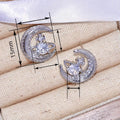 Planet And Moon Stud Earrings For Women, Sparkling Micro Pave Zircon Fashion Ear Jewelry view 4