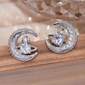 Planet And Moon Stud Earrings For Women, Sparkling Micro Pave Zircon Fashion Ear Jewelry view 1