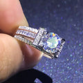 European Style Four Prong Zircon Geometric Ring For Women Fashion Banquet Engagement Jewelry view 3