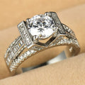 European Style Four Prong Zircon Geometric Ring For Women Fashion Banquet Engagement Jewelry view 1