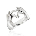 European American Adjustable Open Heart Gesture Ring For Couples, Minimalist Fashion Finger Ring view 5