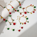 Luxury Christmas Bell And Tree Enamel Alloy Jingle Charm Red Green Holiday Jewelry Drop Earrings view 2