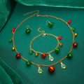 Luxury Christmas Bell And Tree Enamel Alloy Jingle Charm Red Green Holiday Jewelry Drop Earrings view 3