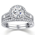 Luxury Designer Couple Ring With Round Zircon Inlay, Light Wedding Bridal Finger Ring For Women view 2