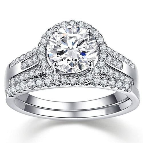 Luxury Designer Couple Ring With Round Zircon Inlay, Light Wedding Bridal Finger Ring For Women